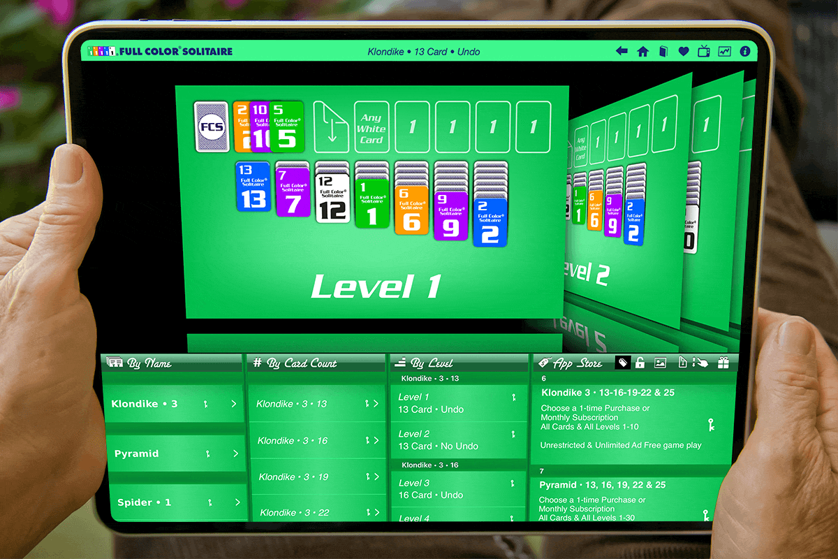 full_color_solitaire_choose_level_klondike_3_all_10_levels.gif